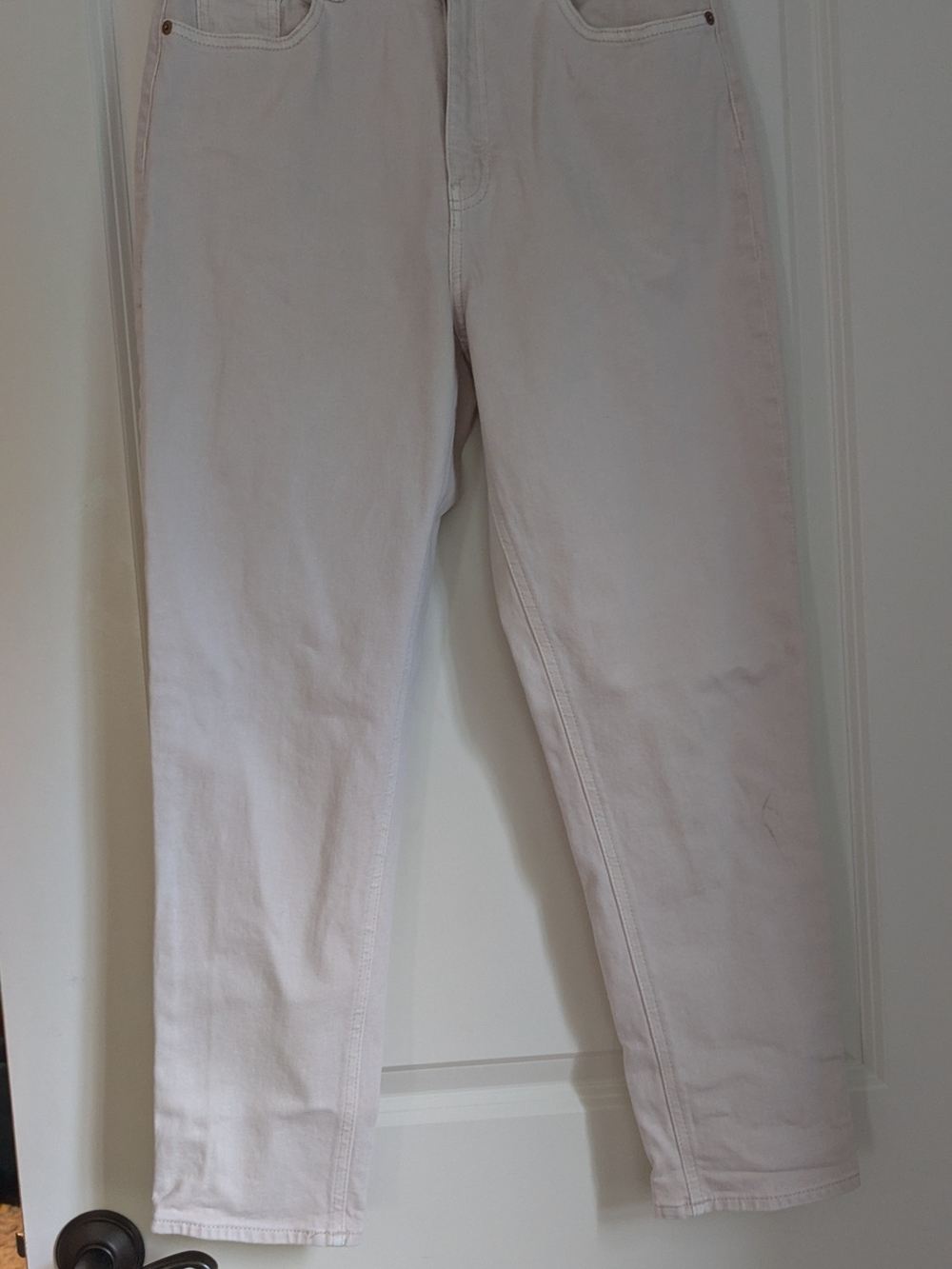 H&M Women's Straight Leg Jeans in Light Cream
